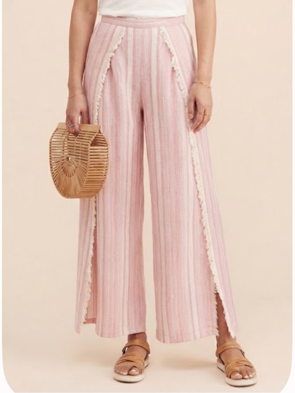 RAGA Striped Wide Leg Beach Pants Candy Cane Stripe XS